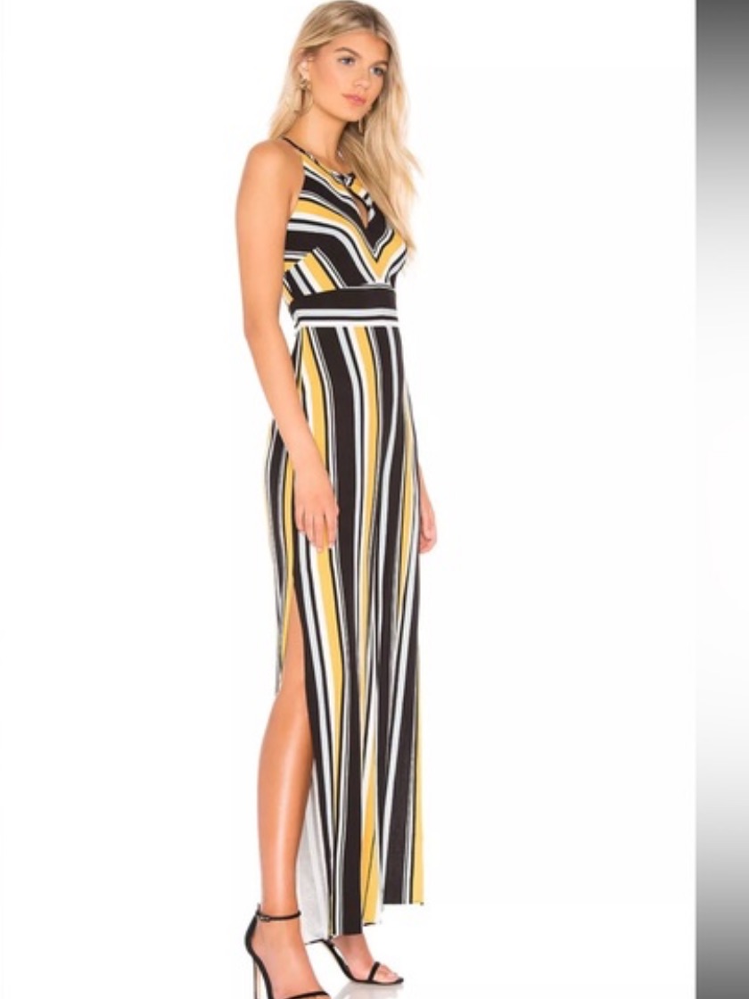 Parker Yellow/Black Striped Sleeveless Jumpsuit Size 6